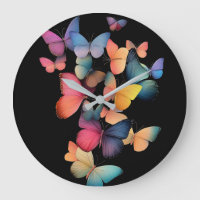Swarm of Butterflies - Colourful Rainbow on Black