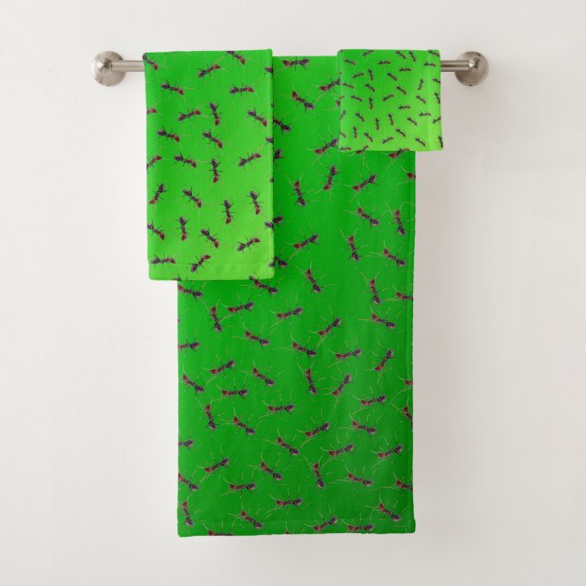 Swarm Of Green Ants, Bath Towel Set (Insitu)
