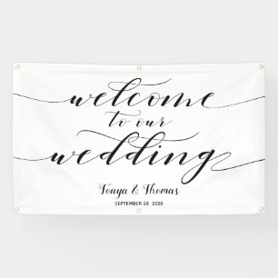 Swash Black Calligraphy Welcome To Our Wedding Banner