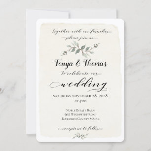 Swash Font Writing Calligraphy Rustic Wedding Invitation