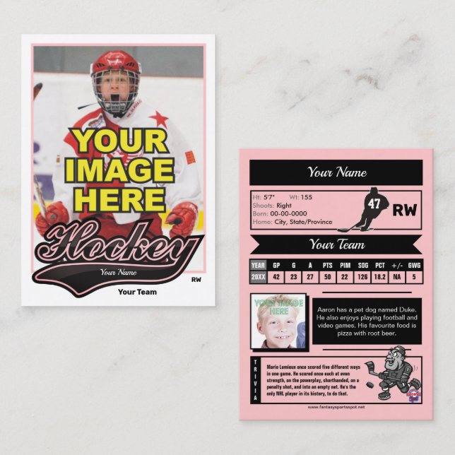 Swash Hockey Trading Card - Custom Stats (Front/Back)