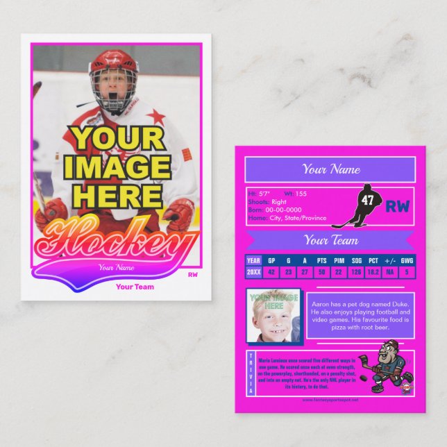 Swash Hockey Trading Card - Custom Stats (Front/Back)