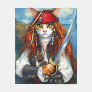 Swashbuckler Pirate Cat   Fantasy Character Art Fleece Blanket