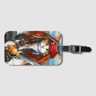 Swashbuckler Pirate Cat Fantasy Character Art Luggage Tag