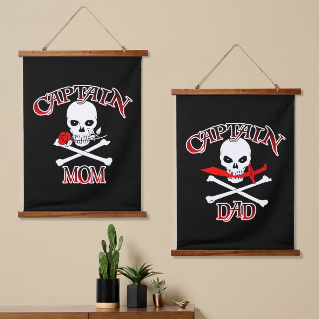 Swashbuckling Set Captain Mom and Captain Dad Hanging Tapestry (Asymmetrical)