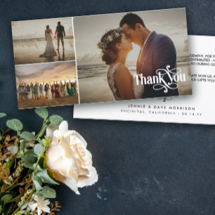 Swashy Retro Font 3 Wedding Photos Thank You Card