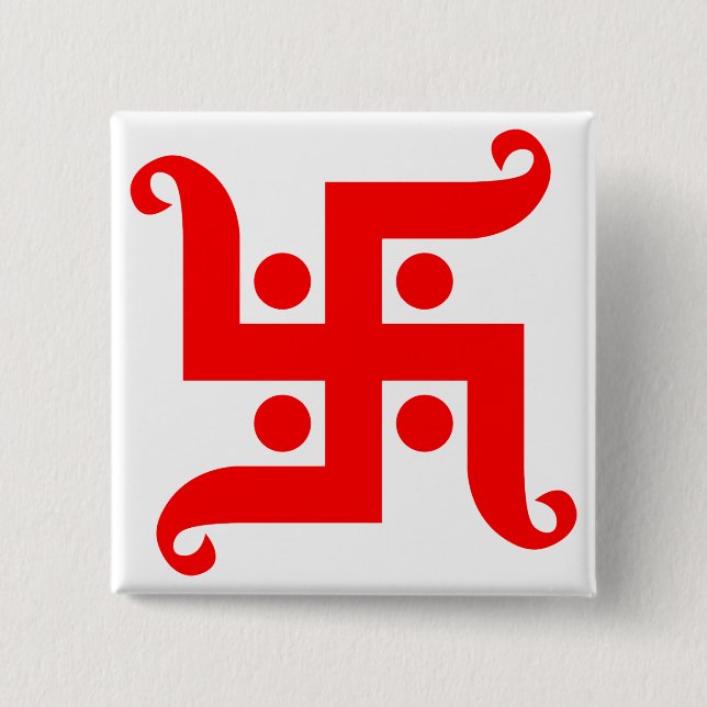 swastika 2 inch square button (Front)