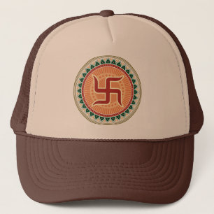Swastika with Traditional Indian style Mandana Trucker Hat