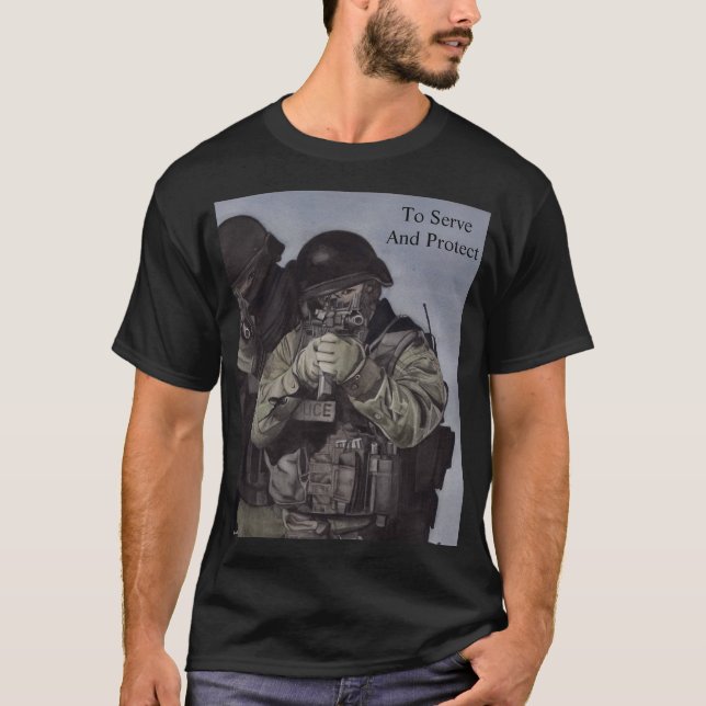 SWAT Police Serve & Protect Homme T-shirt (Devant)