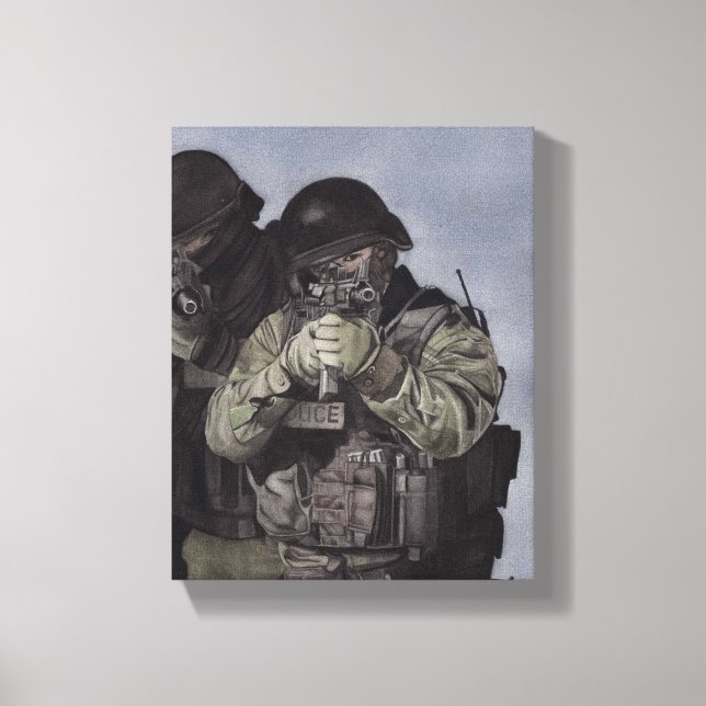 SWAT Team Police Original Art on Canvas Print (Front)