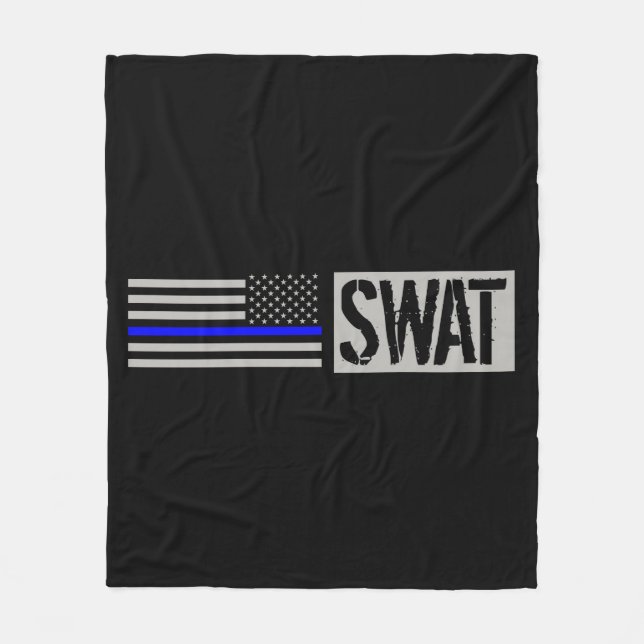 SWAT - Thin Blue Line Flag Fleece Blanket (Front)