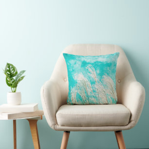 Sway - Ornamental Grasses Against a Blue Sky Throw Pillow