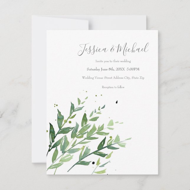 'Swaying 2' Abstract Watercolor Invitation (Front)