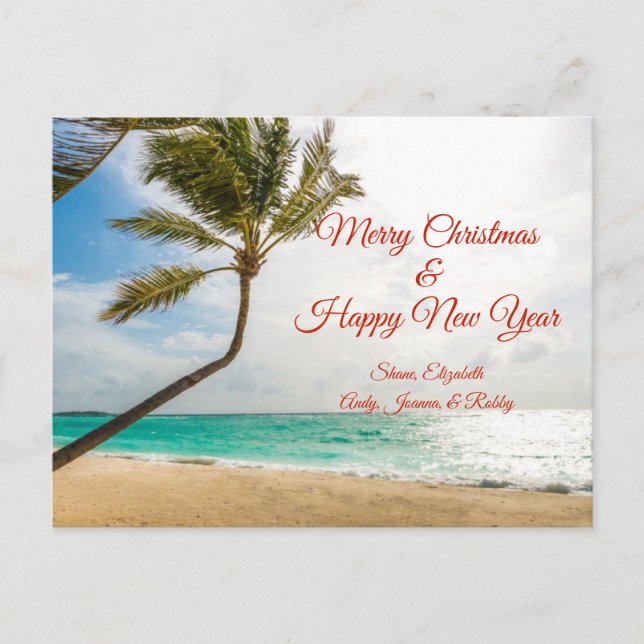 Swaying Palm Trees Merry Christmas Postcard (Front)