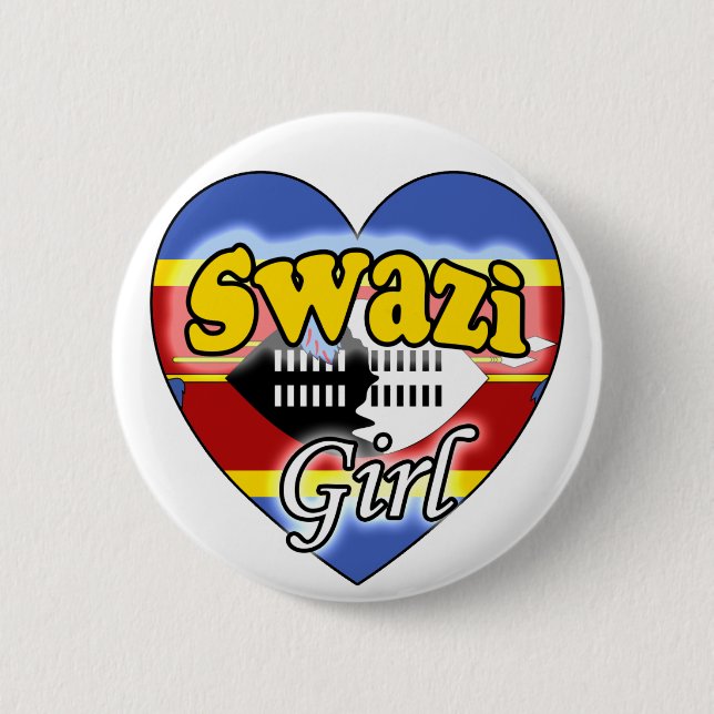 Swazi Girl 2 Inch Round Button (Front)