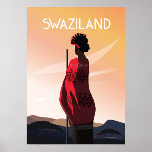 swaziland africa travel poster landscape nature
