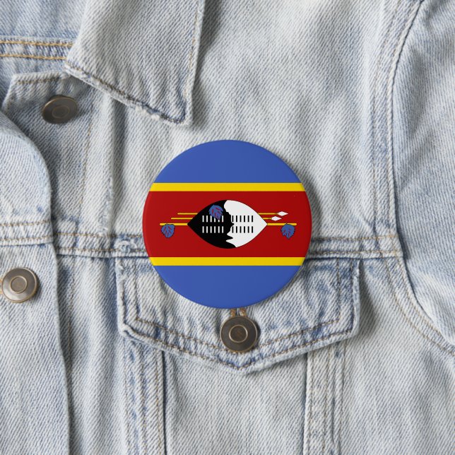 Swaziland flag 3 inch round button (In Situ)