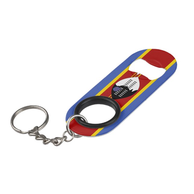 Swaziland flag keychain bottle opener (Front Angled)