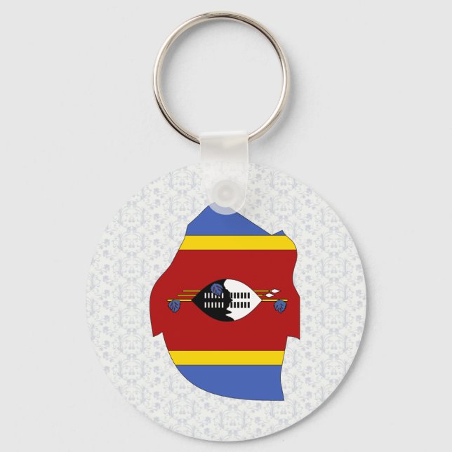 Swaziland Flag Map full size Keychain (Front)