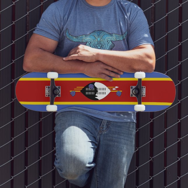 Swaziland flag skateboard (Outdoor 3)