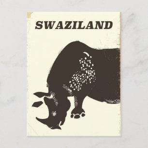 Swaziland Rhino vintage style travel poster Postcard