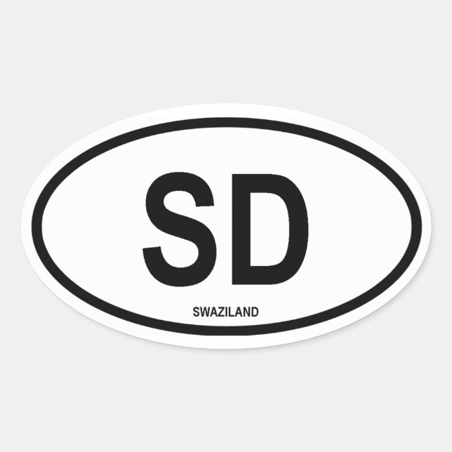 Swaziland "SD" Oval Sticker (Front)