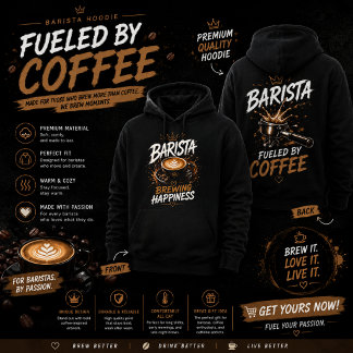 Sweat à capuche Barista – Graphique « Fueled By Co