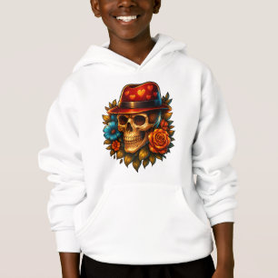 Sweat à capuche crâne garçon avec chapeau cœur