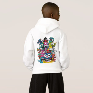 Sweat à capuche doodle de monstre de dessin animé 