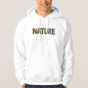 Sweat à capuche en art textuel sur la nature flora