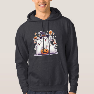 Sweat à capuche Halloween Kawaii Ghosts - Gris
