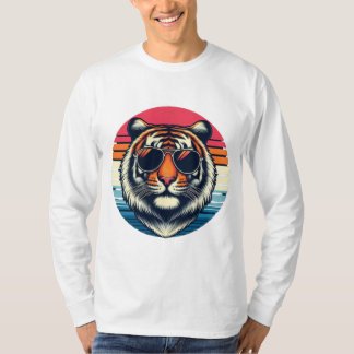 Sweat à Capuche Tigre Vintage au Coucher de Soleil