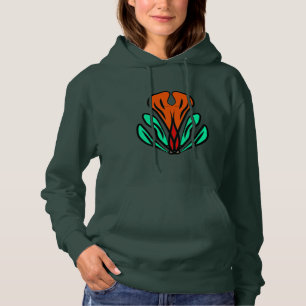 Sweat à capuche tribal vert
