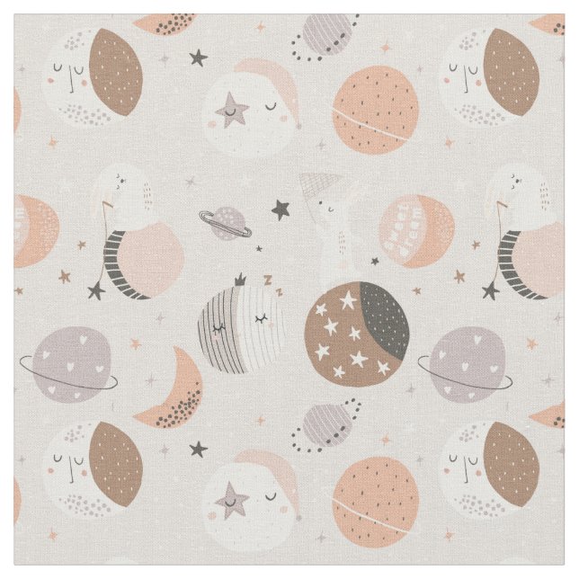Sweat Dream Bunnies In Space Pattern Fabric (Close Up)