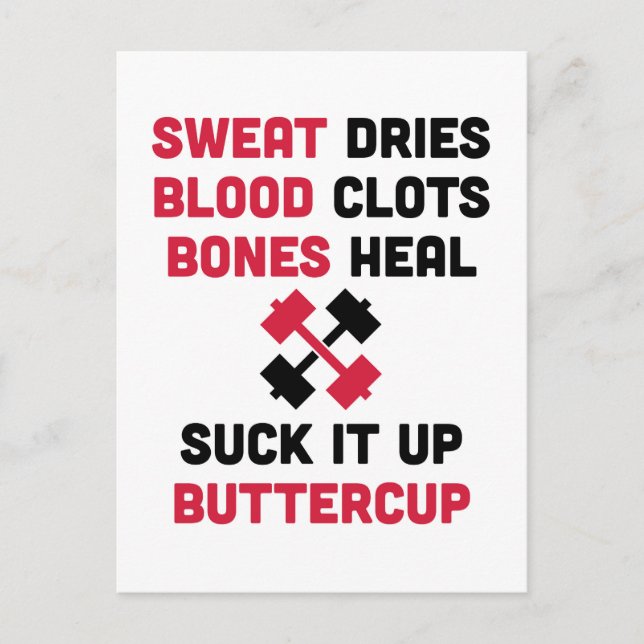 Sweat Dries Gym Quote Postcard (Front)