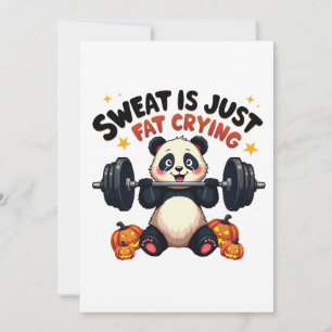 Sweat is Just Fat Crying Funny Panda Fitness Gym Invitation