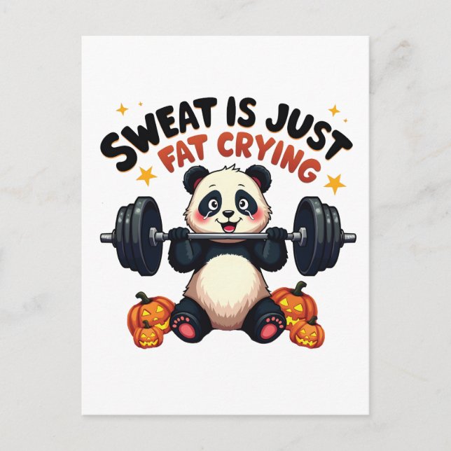 Sweat is Just Fat Crying Funny Panda Fitness Gym Postcard (Front)