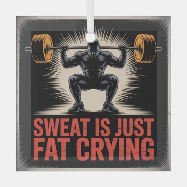 Sweat Is Just Fat Crying Glass Ornament (Front)