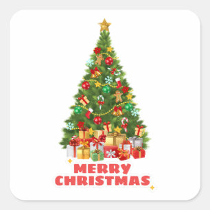 Sweat Merry And Bright Christmas Family Holiday Square Sticker