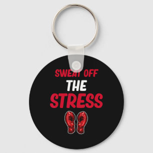 Sweat Off The Stress Funny Kickboxing Martial Arts Keychain