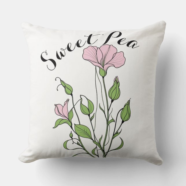Sweat pea throw pillow (Front)