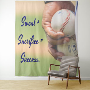 Sweat plus Sacrifice equals Success BASEBALL Tapestry
