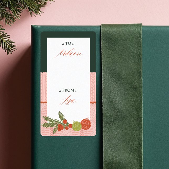 Sweat rose Cosy & Chaud À Partir De Vacances (Cozy & Warm Knitted Pink Sweater To From Holiday Label)