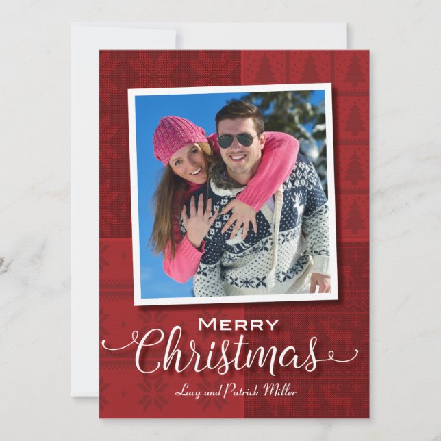 Sweat rouge Joyeux Carte photo de Noël (Devant)