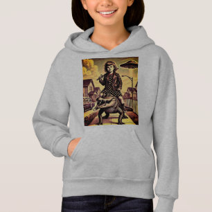 sweat - shirt à capuche avec petite fille et allig