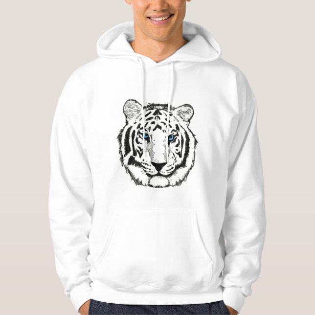 Sweat - shirt à capuche blanc de tigre (Devant)