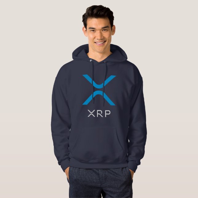 Sweat - shirt à capuche bleu et blanc d'ondulation (Devant entier)