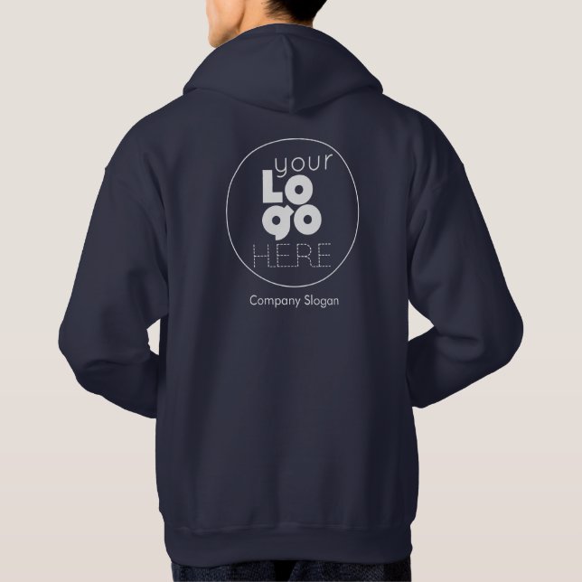 Sweat - shirt à capuche bleu marine +votre logo co (Dos)