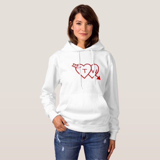 Sweat - shirt à capuche - Coeurs avec flèche (Devant entier)