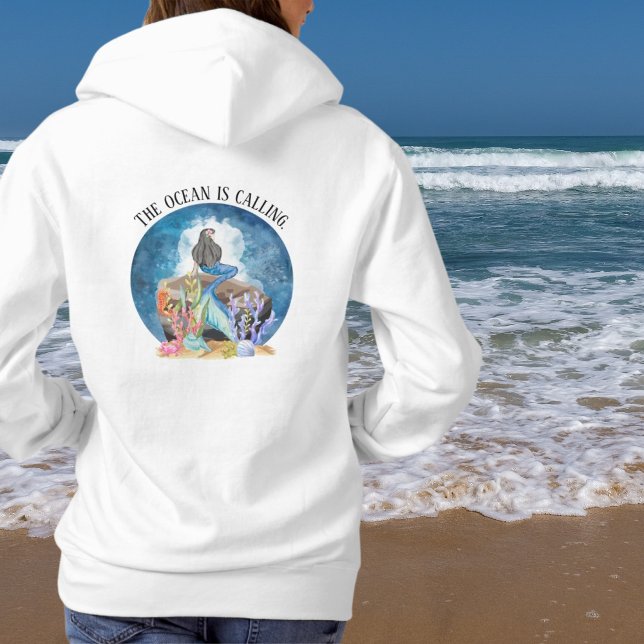 Sweat - shirt à capuche d'aquarelle bleu sirène (Créateur téléchargé)